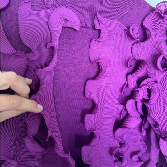 Anne Fontaine Purple Sidaline Pleated Ruffle Sweater Mock Neck 44 Euro/ W 12 - Picture 5 of 10